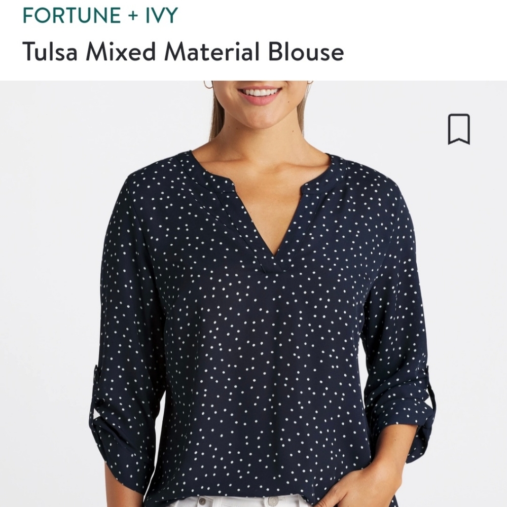 Used Fortune + Ivy Tulsa Mixed Material Blouse
